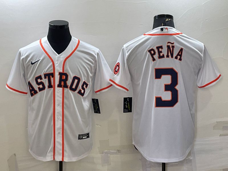 Men Houston Astros #3 Pena White Game Nike 2022 MLB Jerseys1
